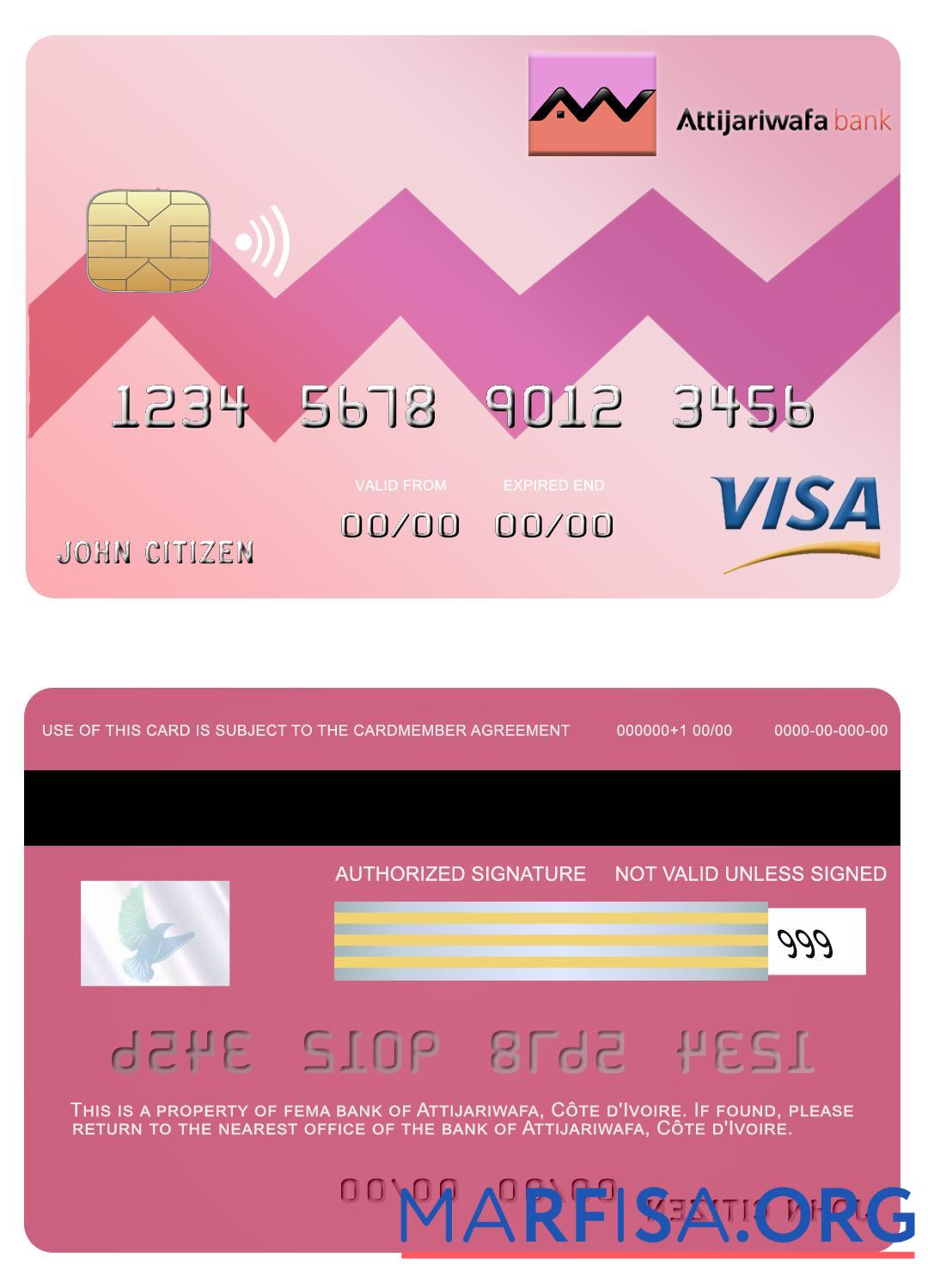 Blank Côte d'Ivoire Attijariwafa bank visa card template